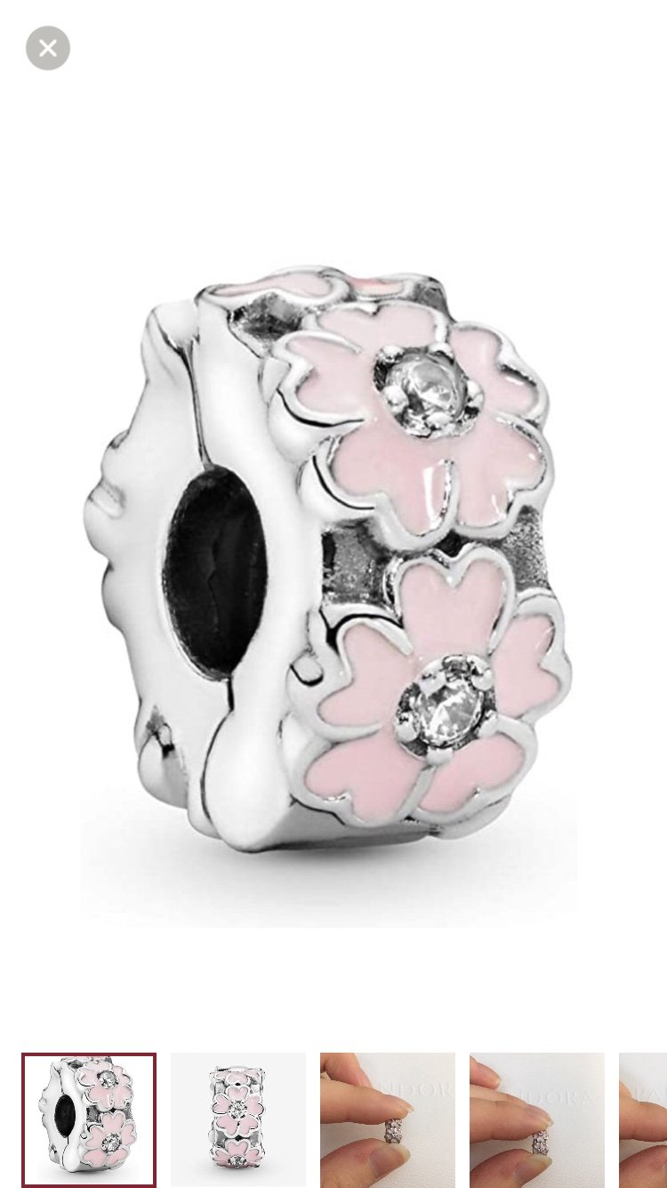 2 Pandora Pink Floral Clip
