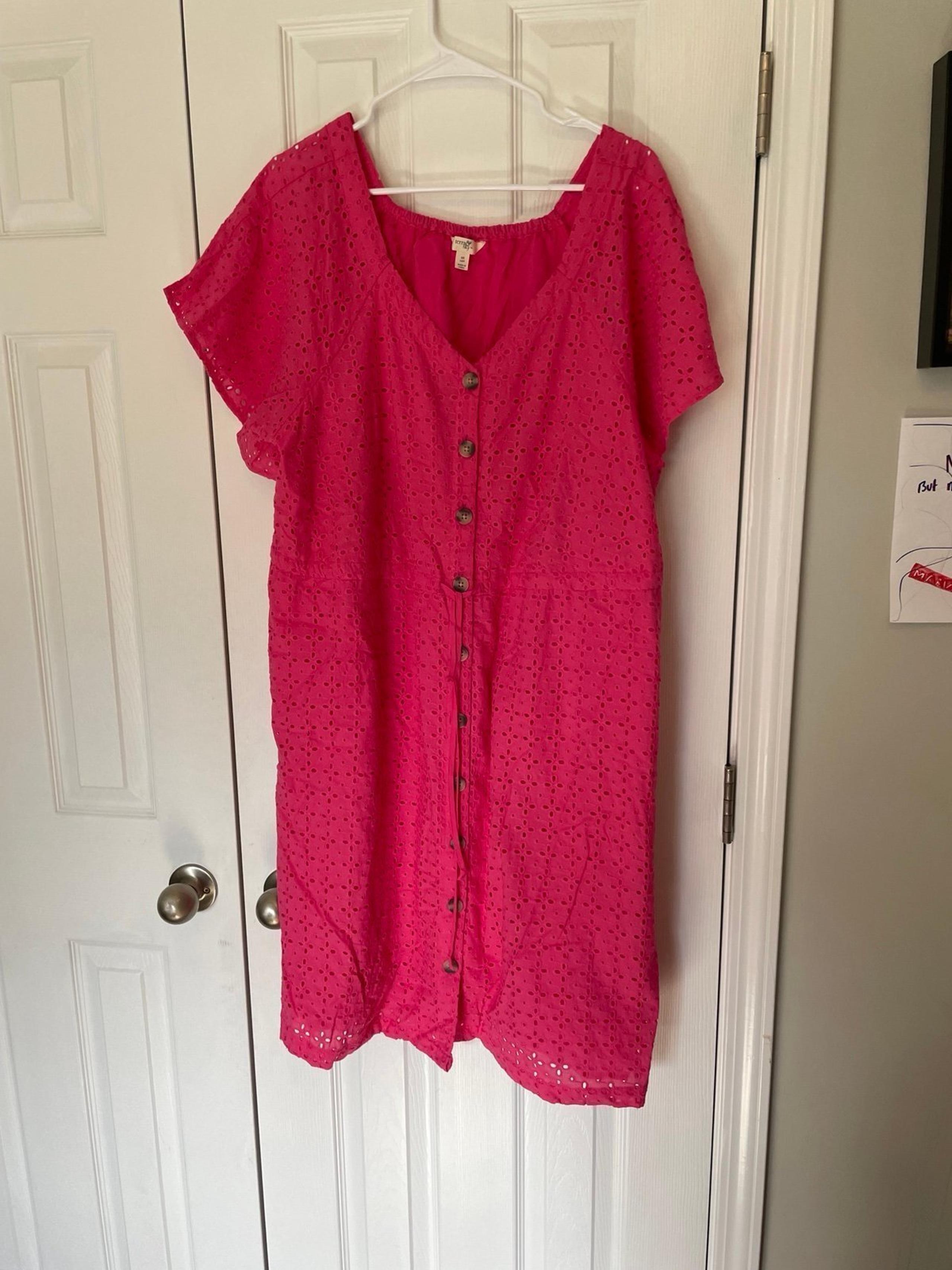 Terra & Sky  Pink Size 14 Cotton Nylon Short Sleeve Dress NWOT