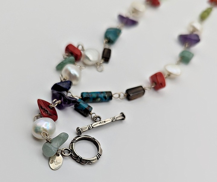Retired Silpada Natural Gemstone Choker - Sterling Silver Necklace