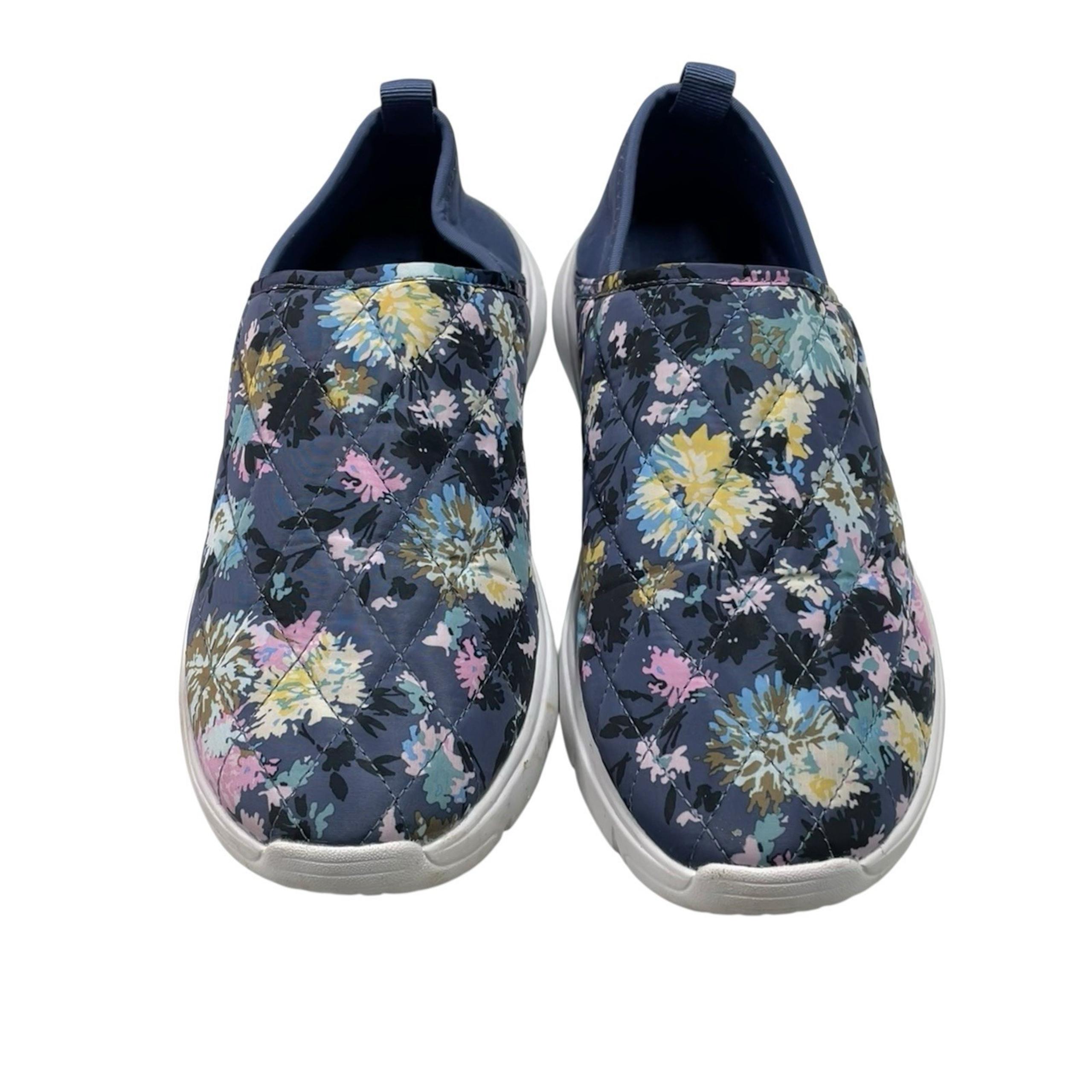 Vera Bradley VB Cloud 2-Mile Slip-On Shoes, Size 8 Quilted Blue Purple Floral