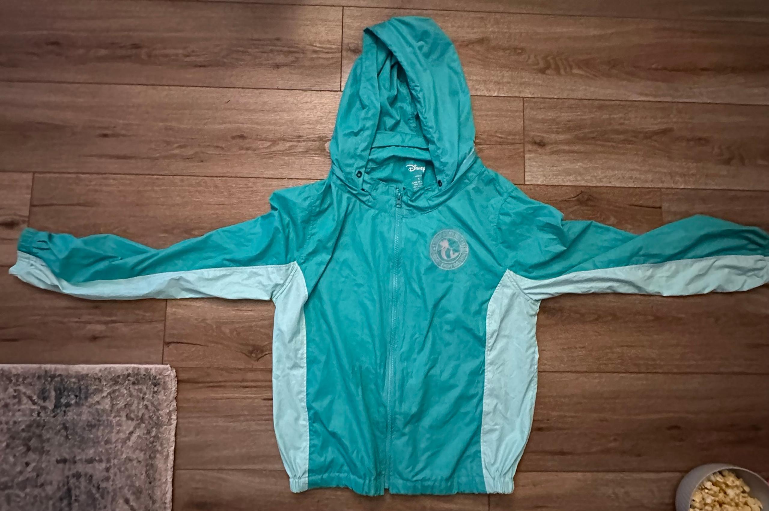 Disney Little Mermaid Jacket Womens 1X Blue Full Zip Ariel Windbreaker Stow Hood
