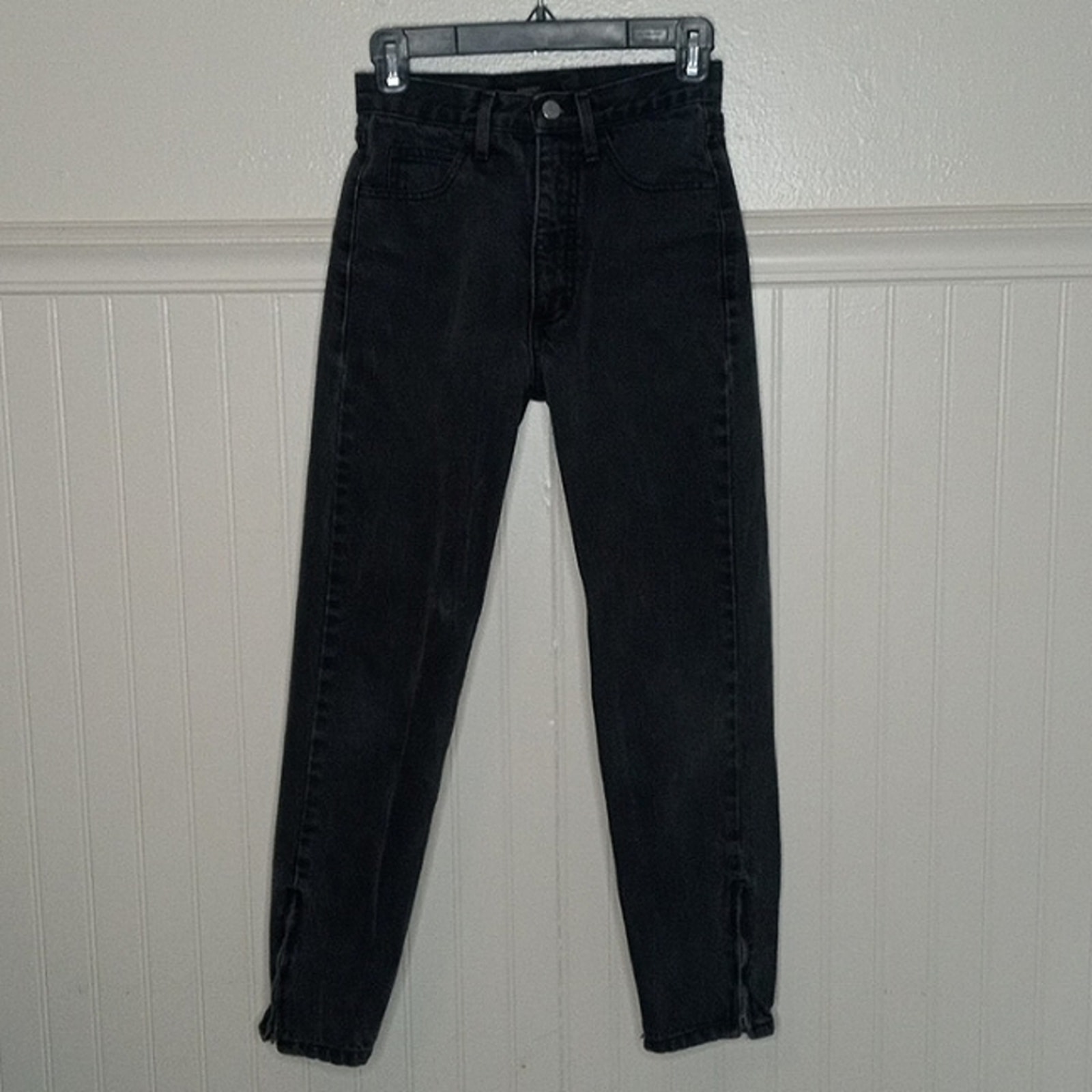 Vintage 80s Guess Black High Rise Zipper Ankle Jeans Womens Size 27