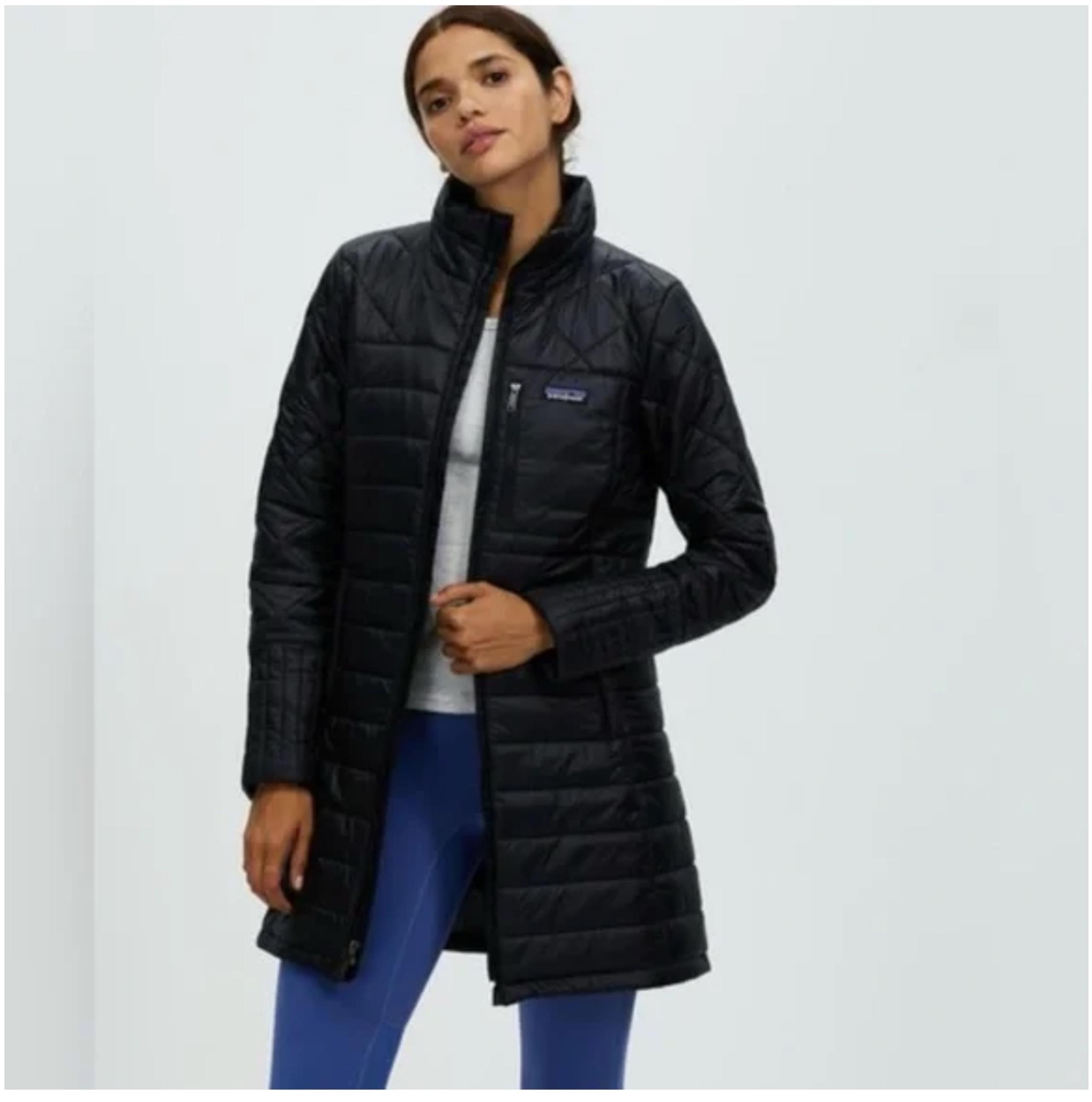 Patagonia Black Full Zip Long Length Parka Jacket Size S