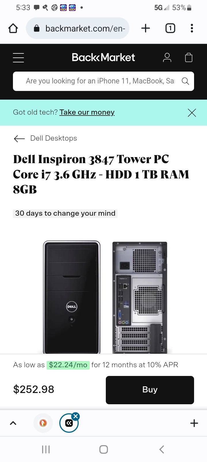 Dell inspiron 3847 tower