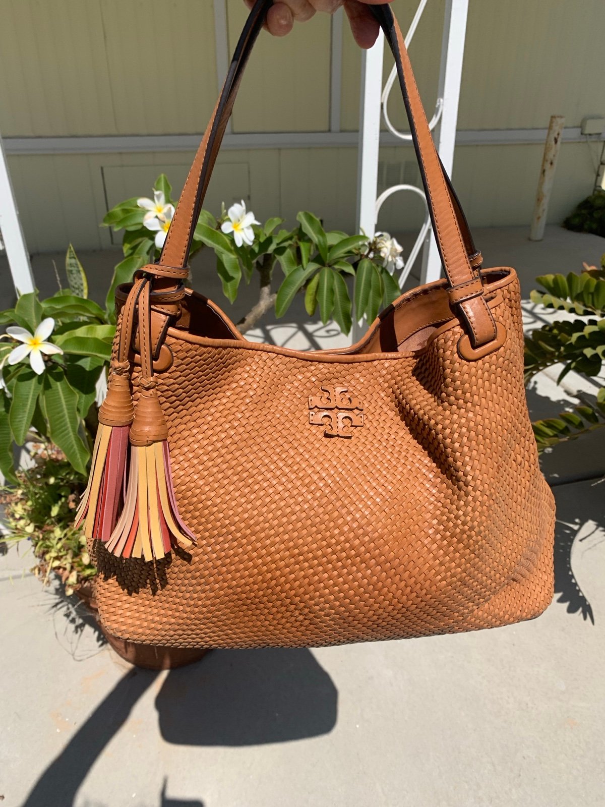 PRELOVED TORY BURCH BAG WOVEN LEATHER