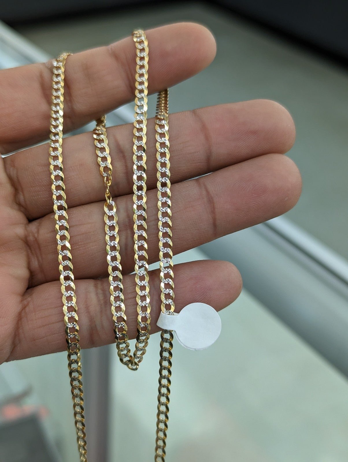 14kt real gold cuban curb diamond cut chain 3.6mm 22 Inch