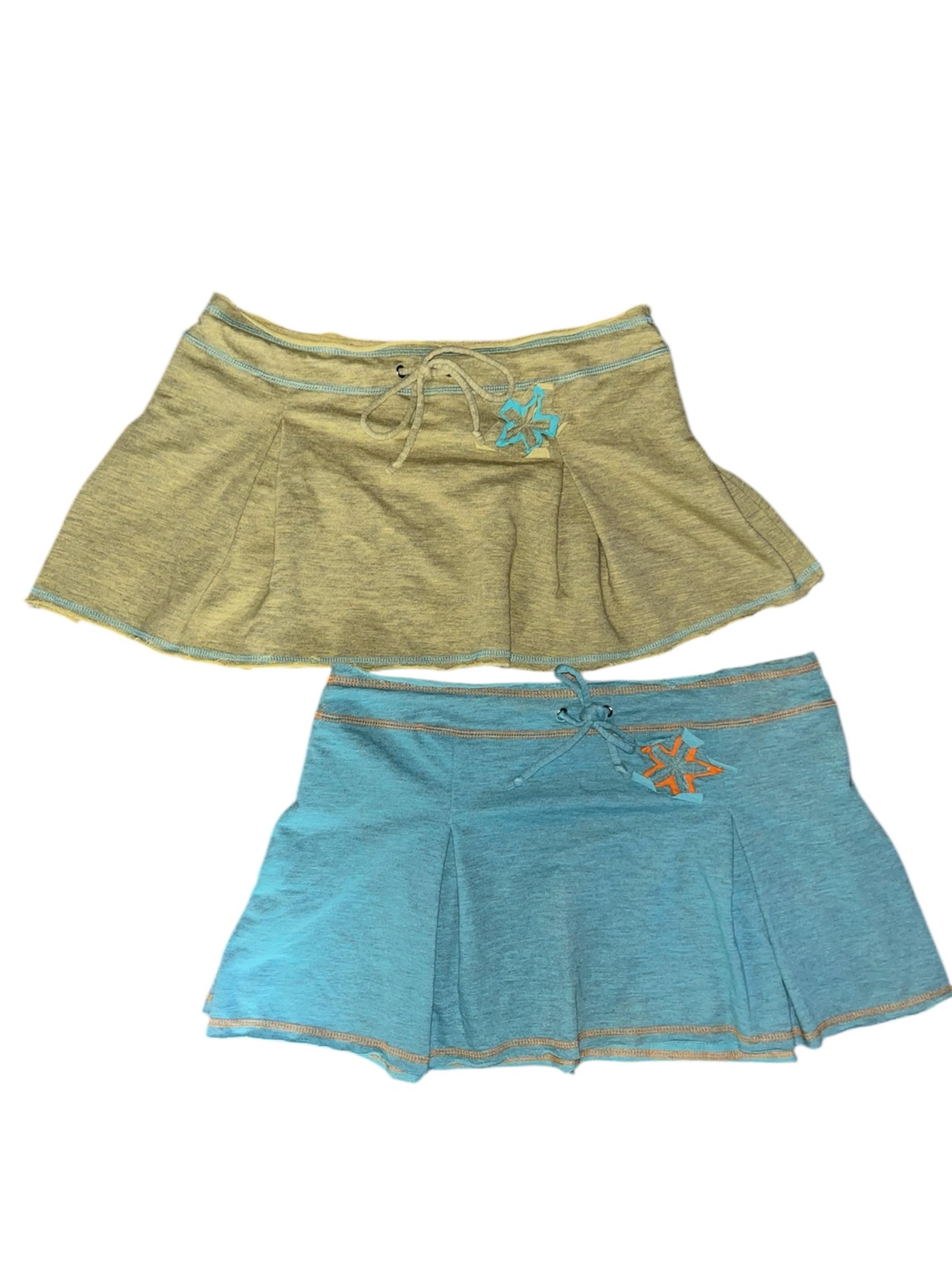 Yellow and blue wet seal mini skirts