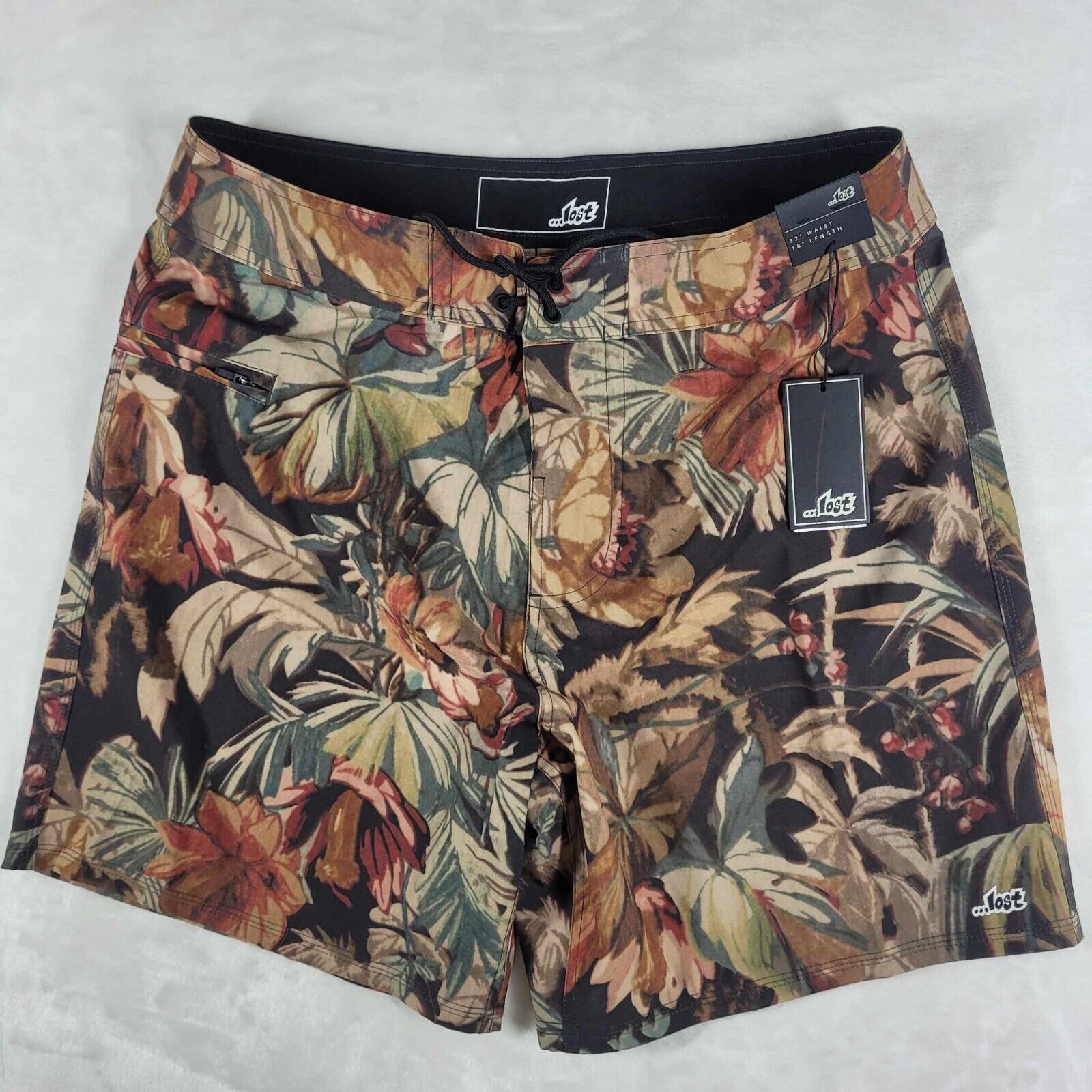 Lost Enterprises Board Shorts Men's 32 Multicolor Floral Leaf Prints NWT