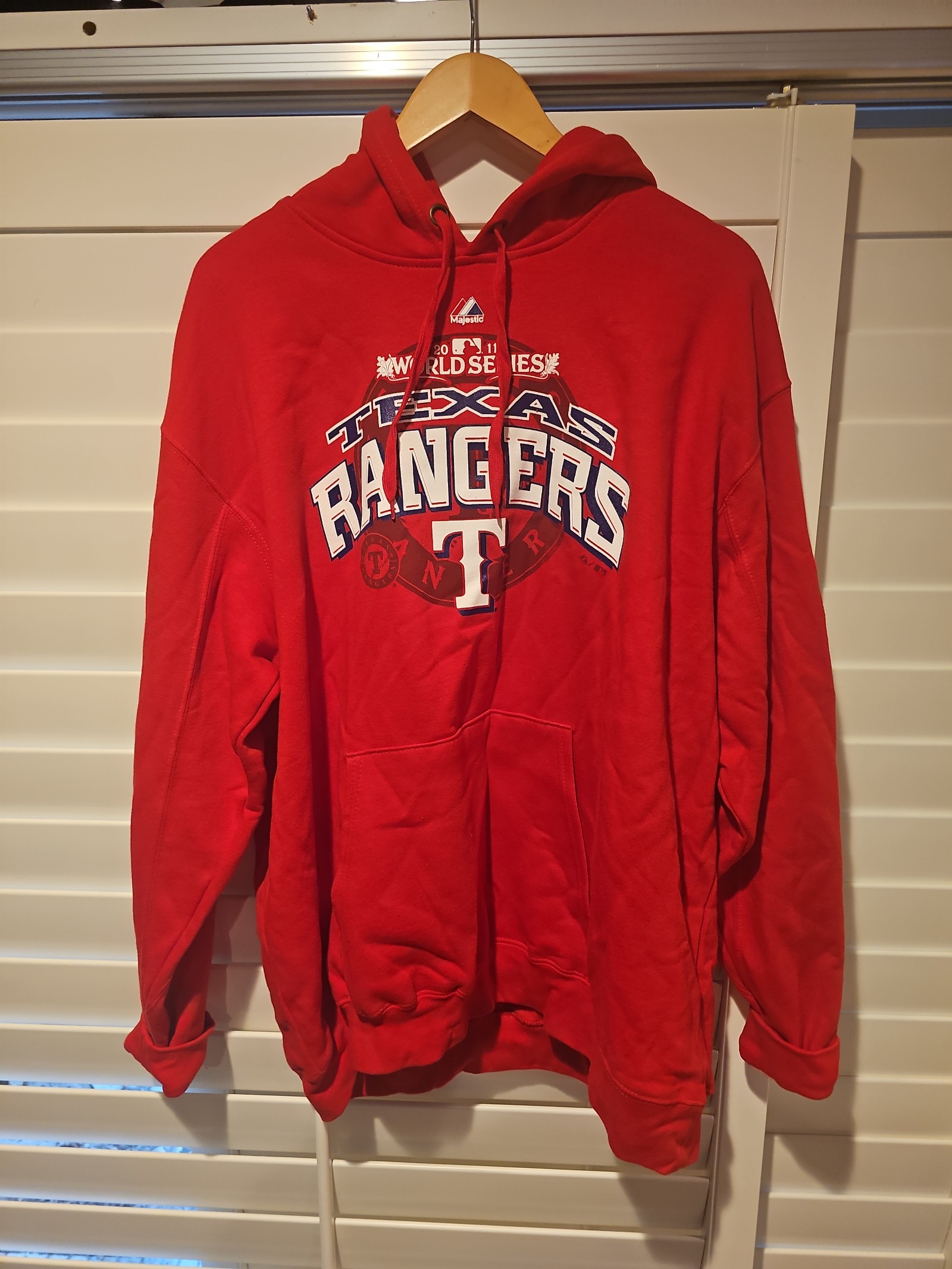 NWT Mens 2011 Texas Rangers World Series Hoodie size 2XL