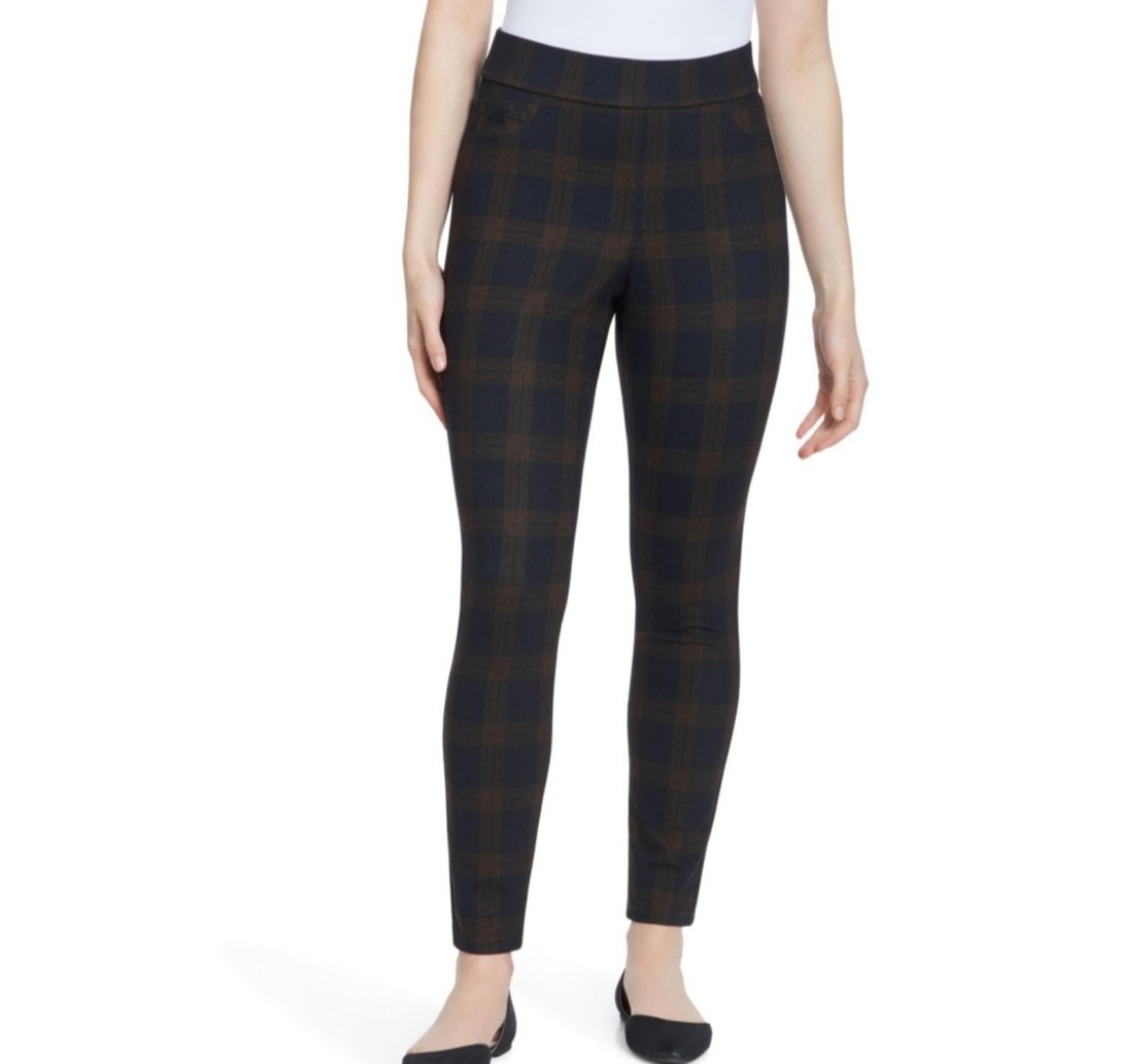 New Women's Size Large Nine West Black/Brown Plaid Pants