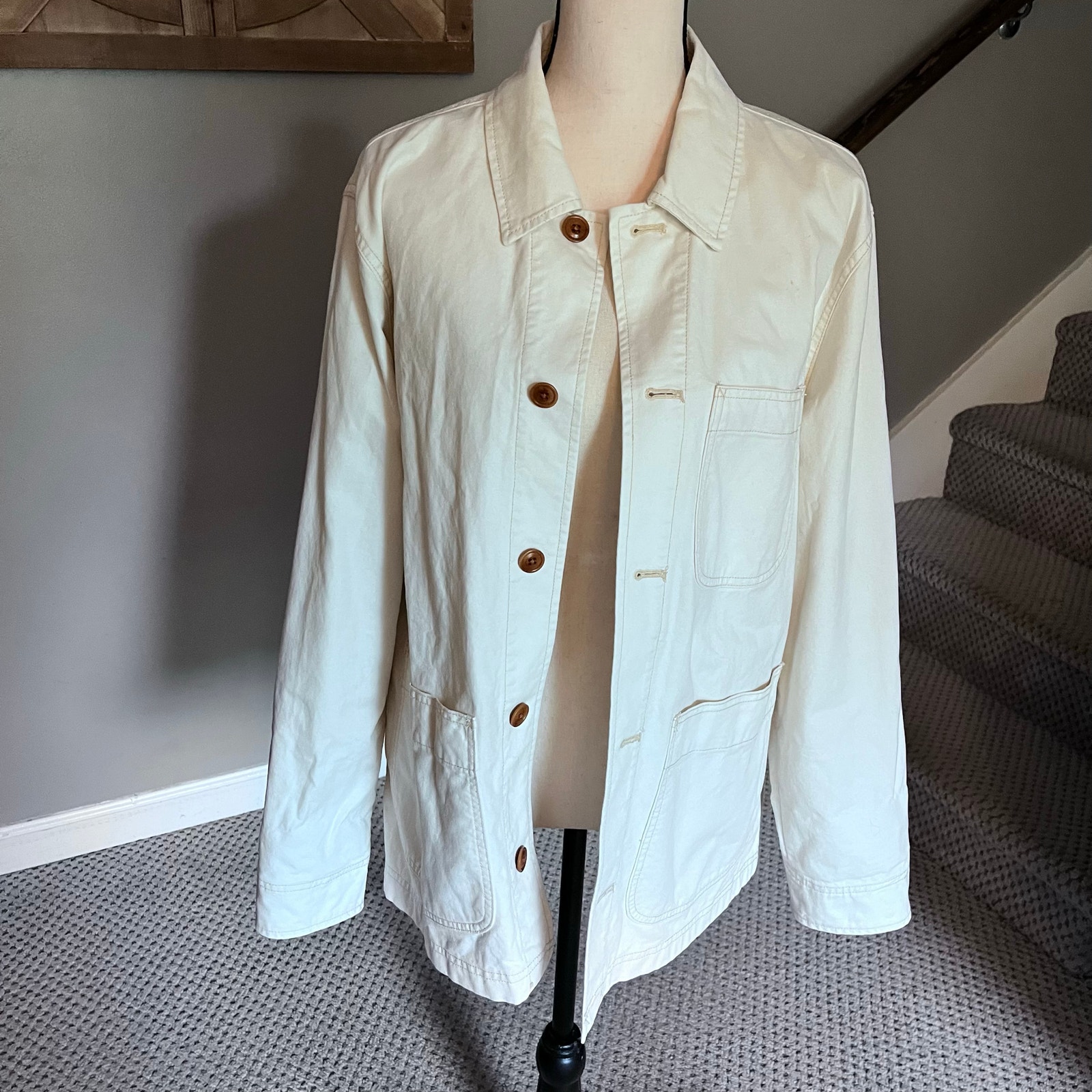 ✨Wallace And Barnes J crew cream White shirt Jacket Relaxed Fit Mens M