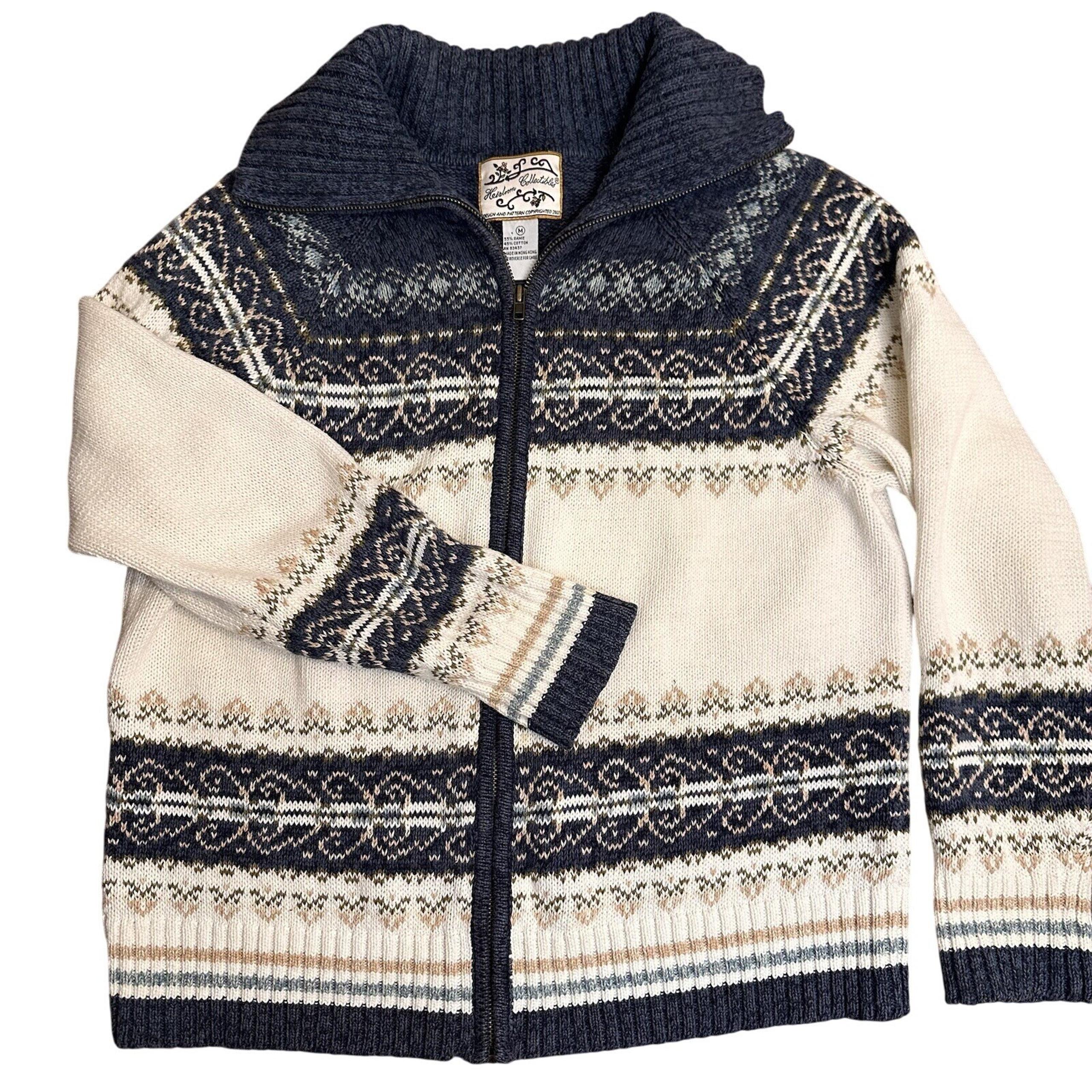 Heirloom Collectibles Woman's Medium Sweater Full Zip Cardigan