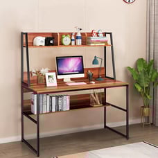 47 Computer Desk Writing Study Table Workstation w/Hutch & Bookshelf Coffee