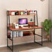 47 Computer Desk Writing Study Table Workstation w/Hutch & Bookshelf Coffee