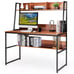 47 Computer Desk Writing Study Table Workstation w/Hutch & Bookshelf Coffee