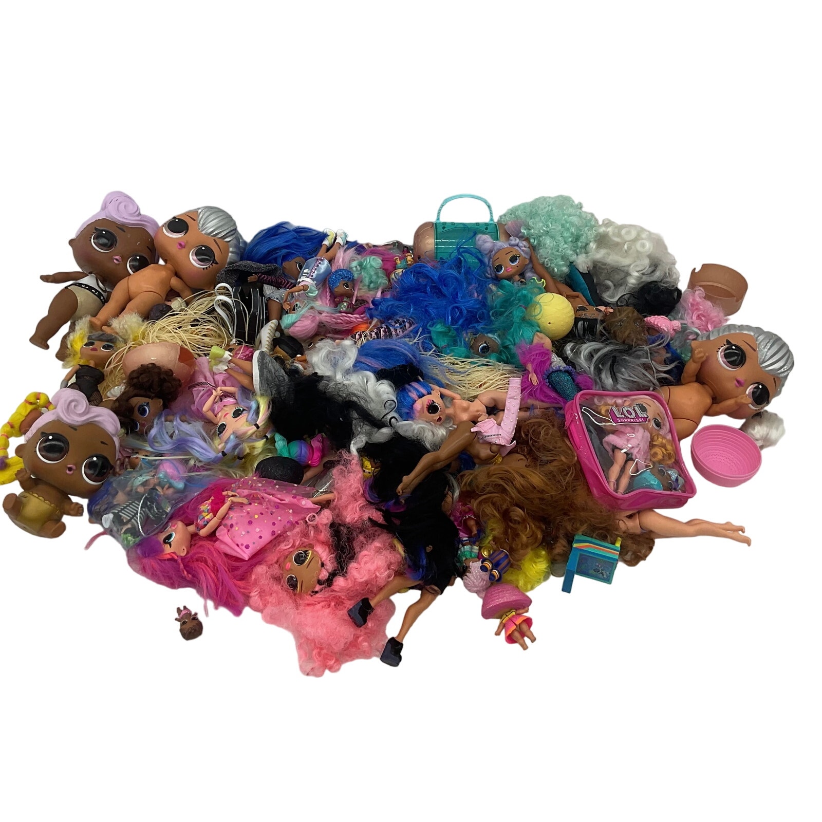 LOT 6 lbs Mixed MGA LOL OMG Surprise Big Lil Sistas Play Fashion Dolls Preowned