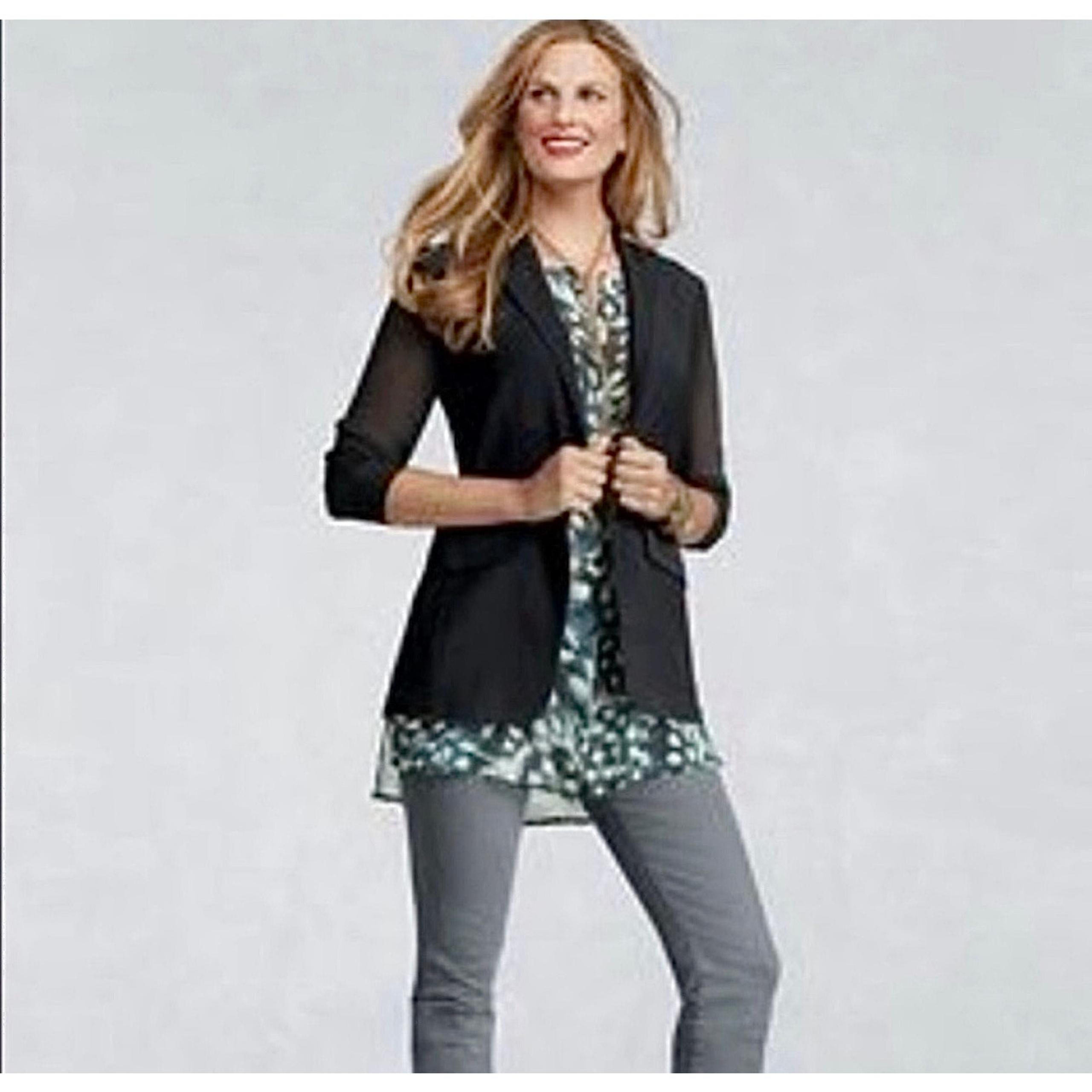 Cabi sheer sleeve black blazer size 12