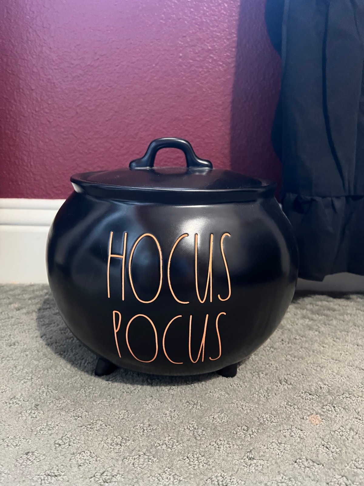 Rae Dunn Hocus Pocus Black Cauldron Cookie Jar