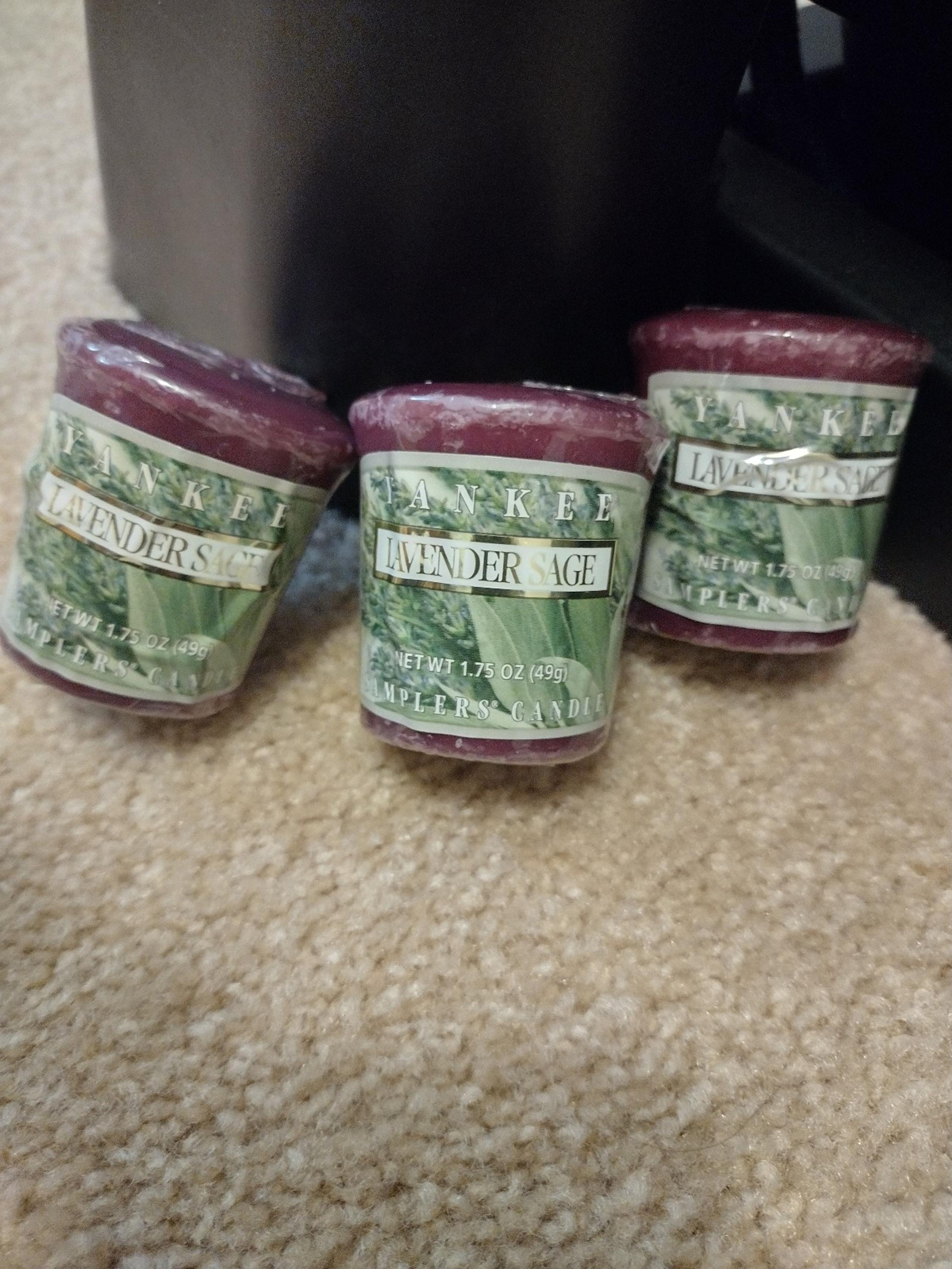 3 Yankee Candle Lavender Sage Votive Candles 1.75 oz NEW