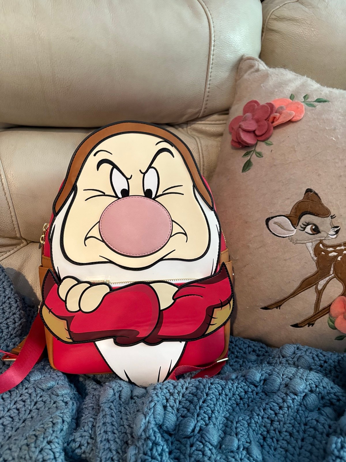 Loungefly Disney mini backpack. Grumpy from Snow White and the seven dwarfs.