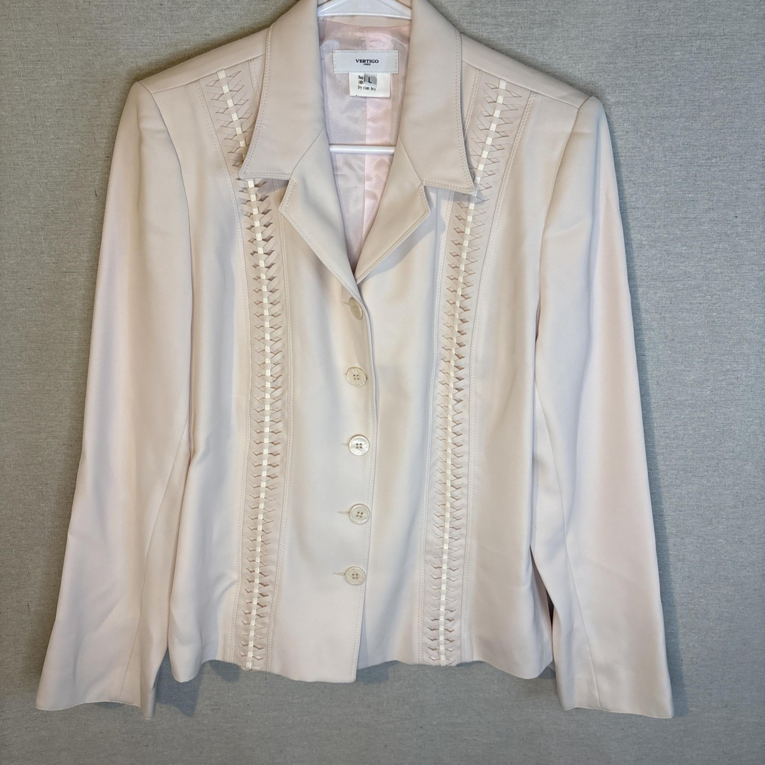 Vertigo Paris Womens Blazer Large Pink Single Breast Polyester Business Luxury
