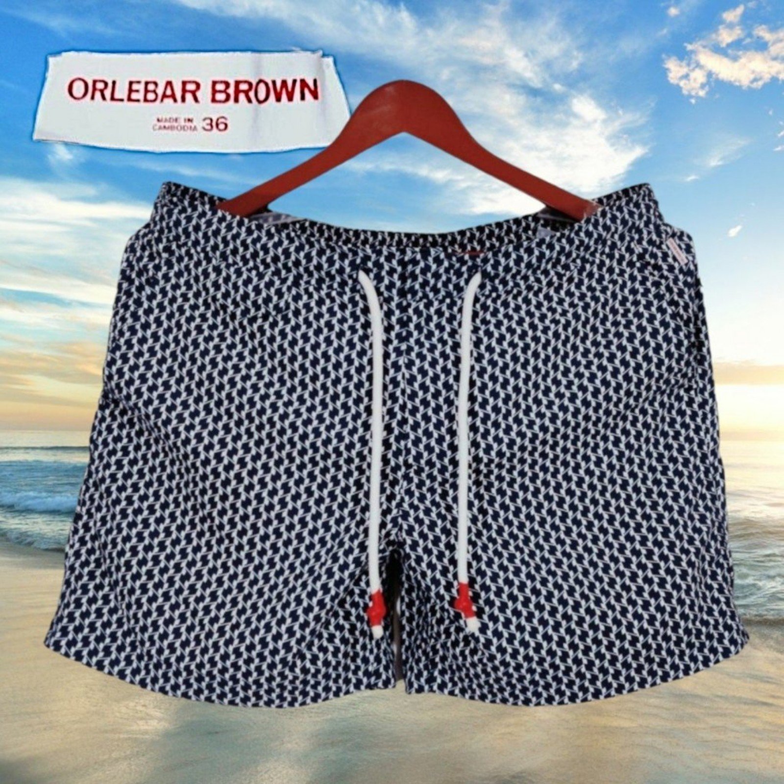 Orlebar Brown ~ Men's navy standard 273265 sport swim trunks Size(36) like new