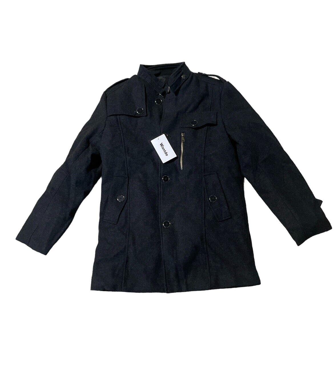 Wantdo Men's Vintage Wool Blend Jacket Long Trench Coat Pea Coat Size Medium