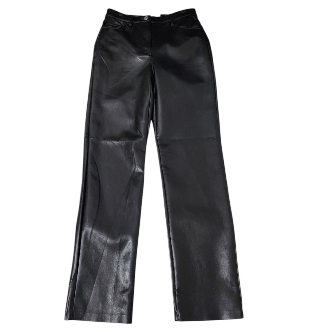 Aritzia Wilfred Melina Pants 0 Black Vegan Leather Straight Leg High Waisted