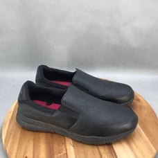 Skechers WORK Nampa Groton Slip Resistant Shoes Mens 13 Black Leather Slip On