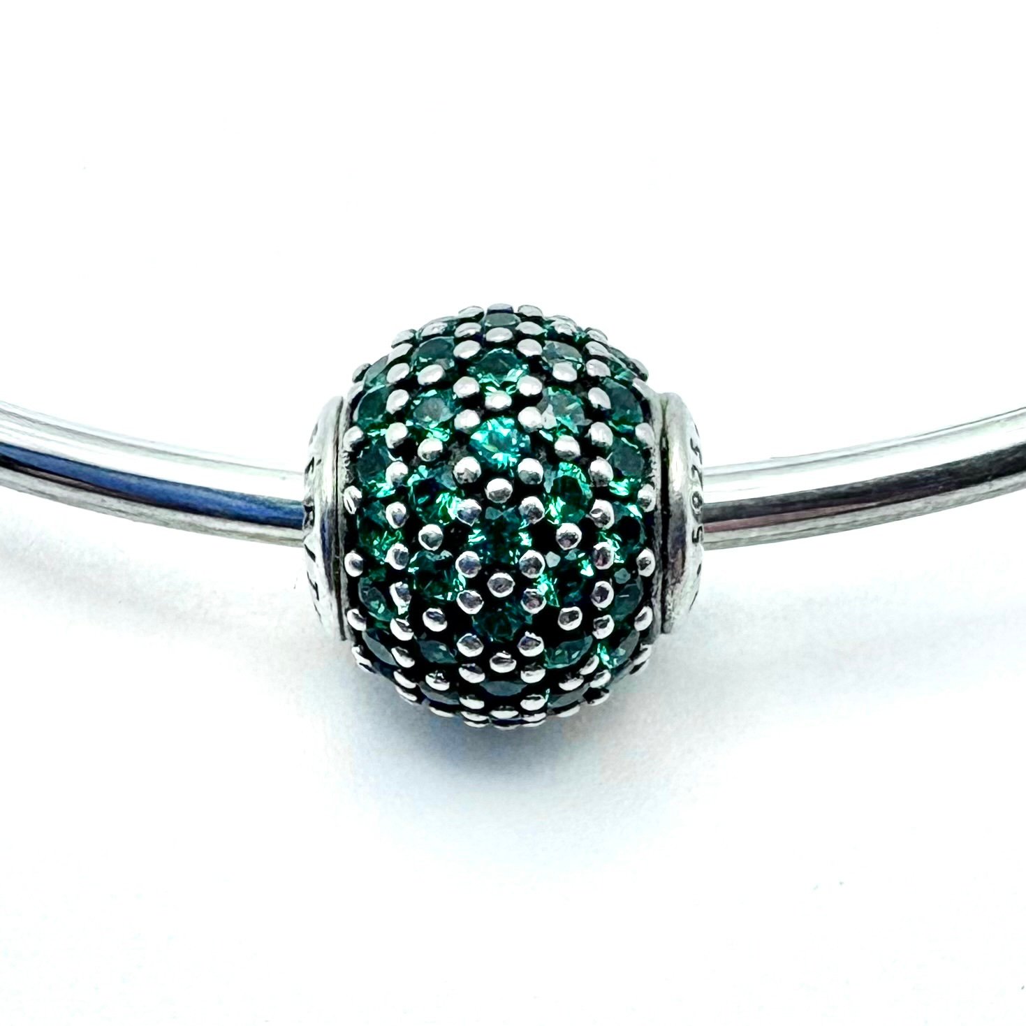 Pandora Essence Prosperity Emerald Green Pave Charm Sterling Silver