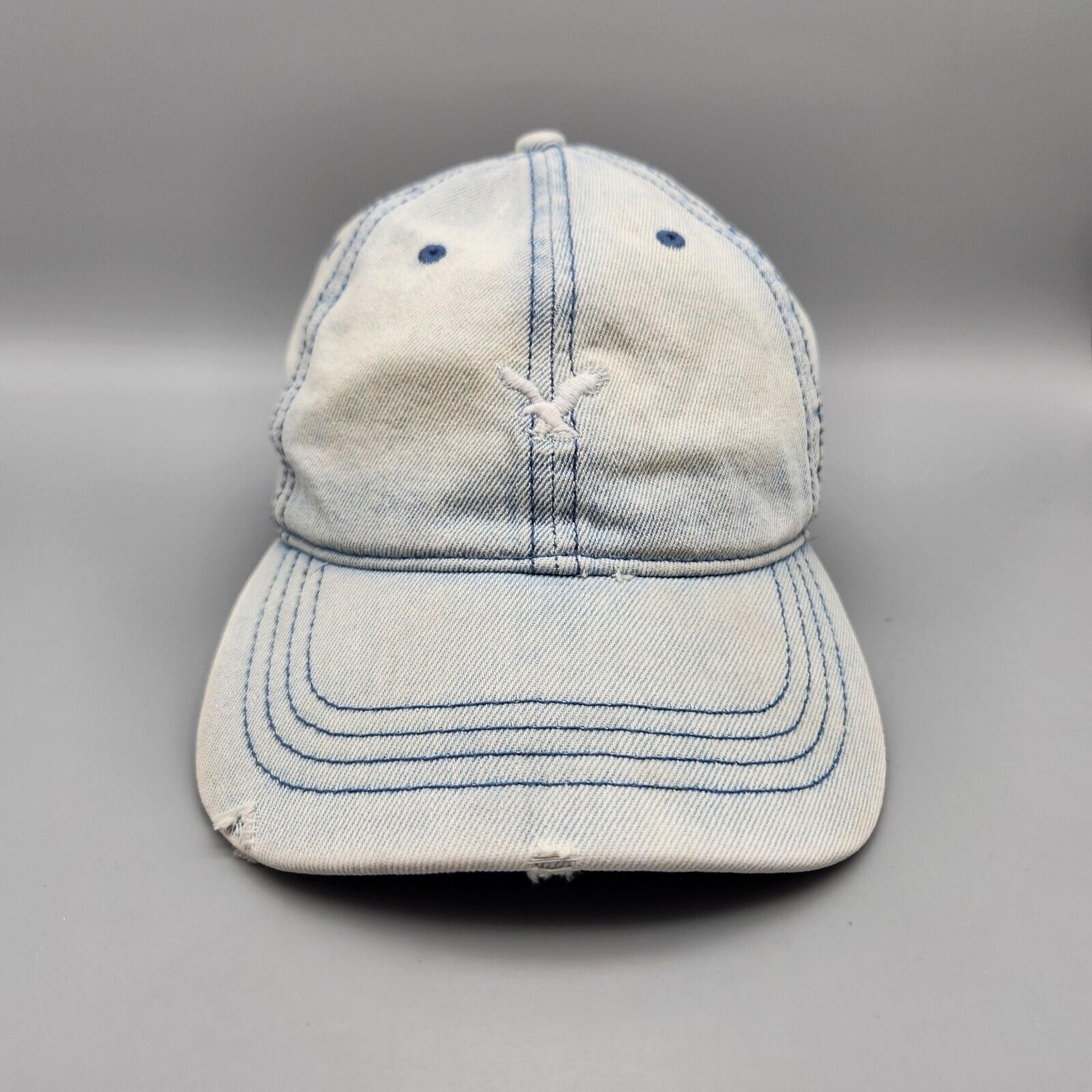 American Eagle Denim Womens Hat Cap Jean Y2k Vintage Distressed Stone Washed