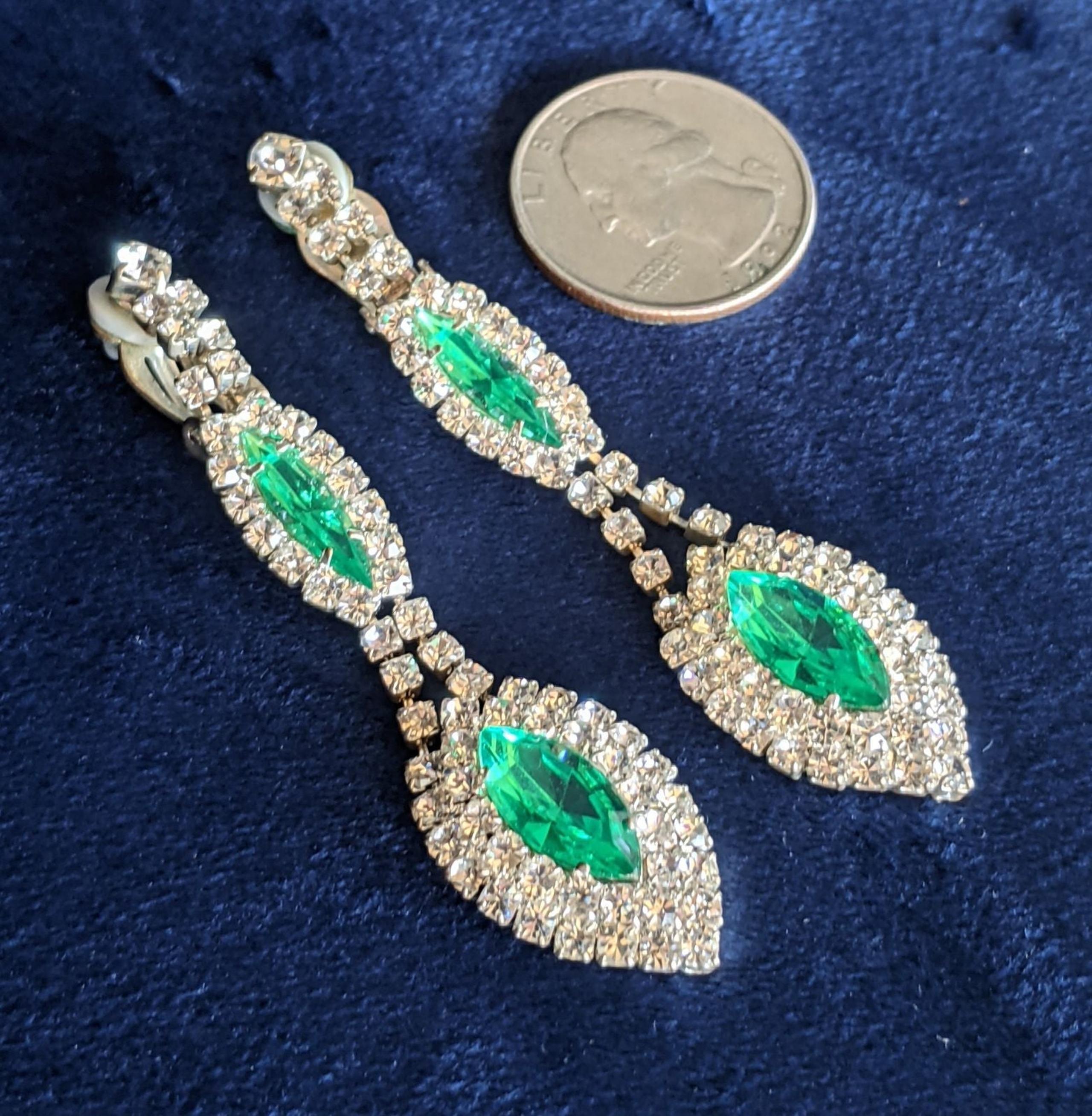 Green Swarovski Drop Earrings