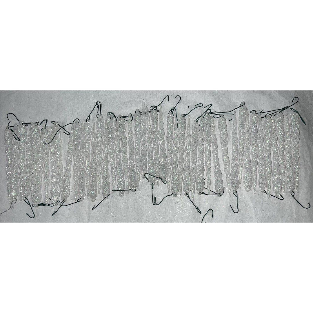 Vtg Swirl Twisted Iridescent Icicles Tree Ornaments 5 .