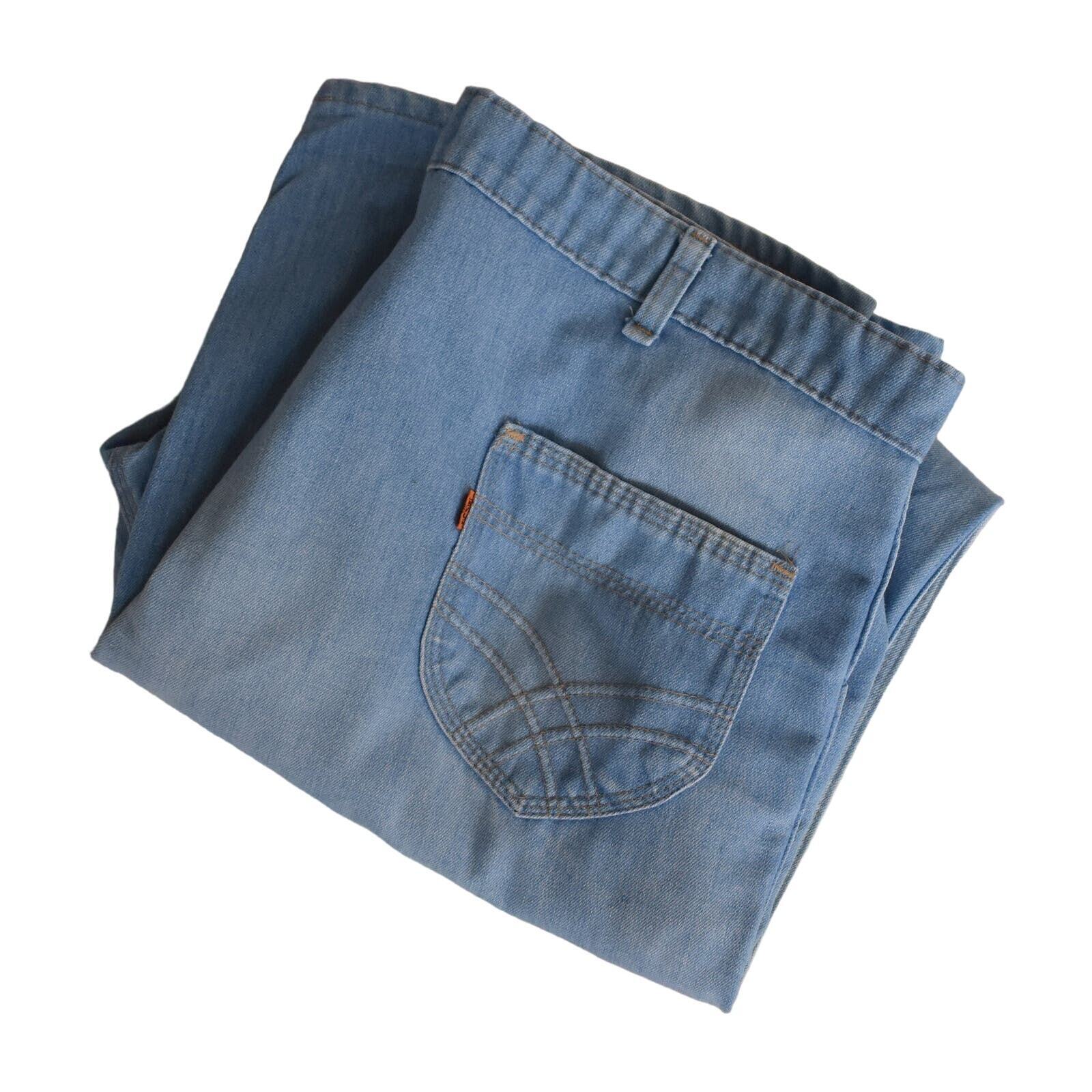Vintage 70s Levi's Orange Tab Light Blue Wash Soft Denim Jeans Size 41 x 31