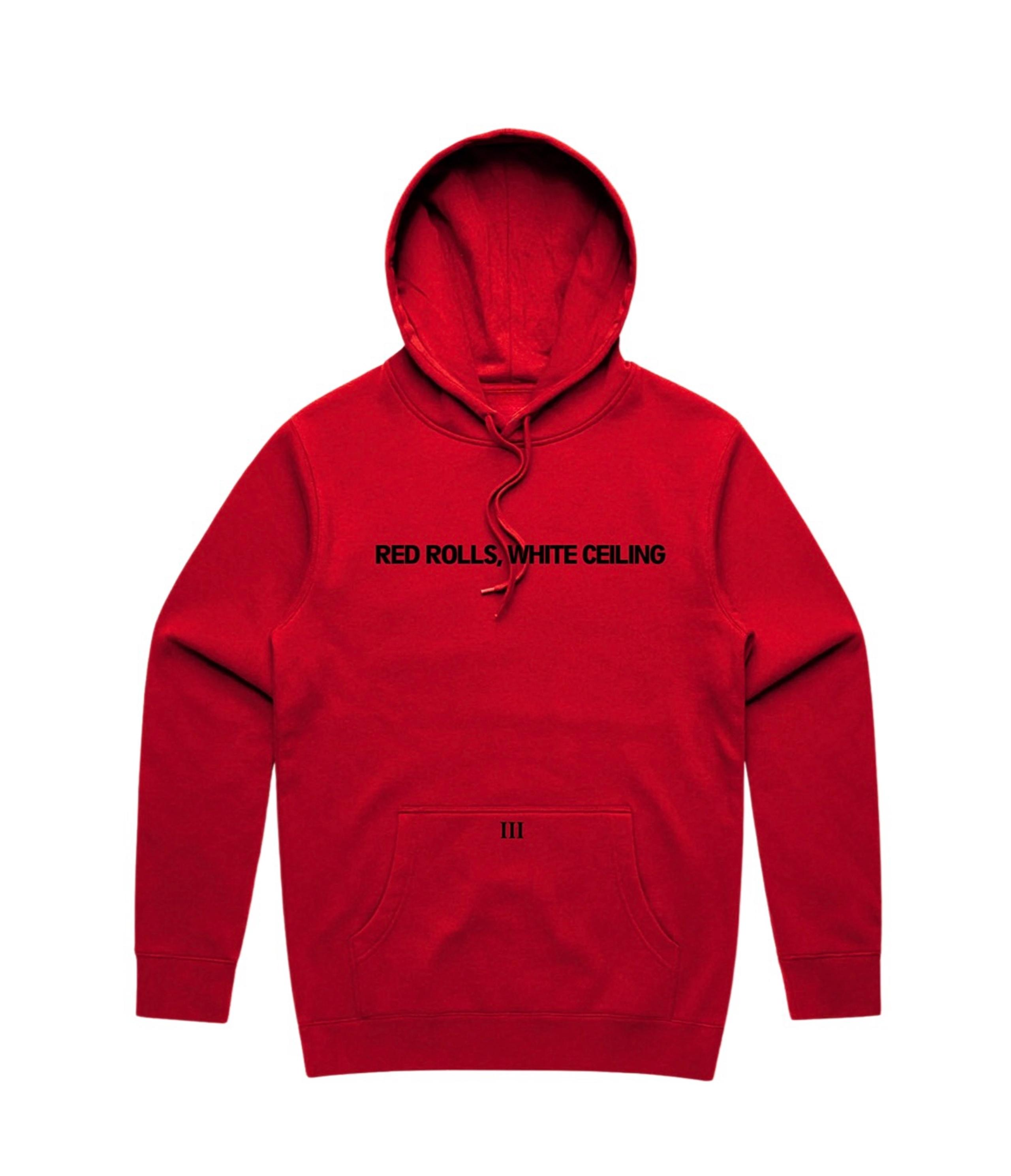 Men’s size 2XL The Game documentary red rolls , white ceiling hoodie merch hoody