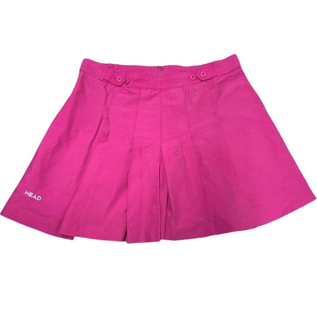Vintage HEAD Sportswear Pleated Tennis Mini Skirt Pink Y2K size 6 cotton blend