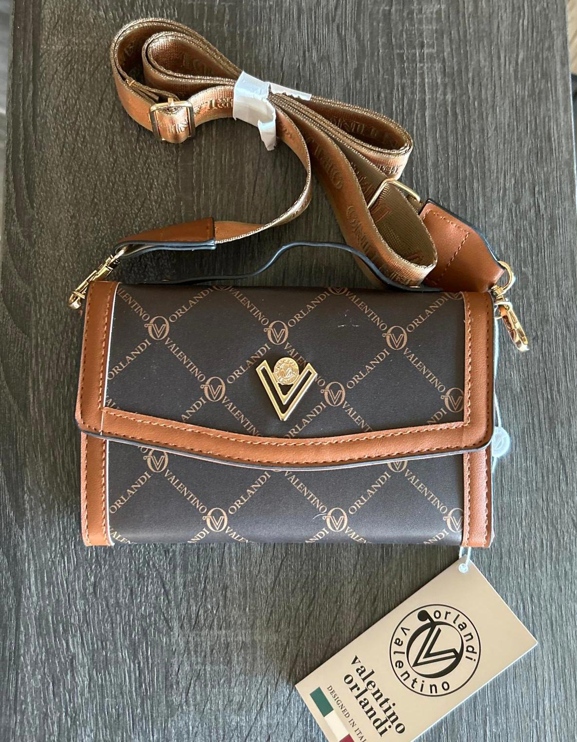 NWT Valentino Orlandi Brown Crossbody Bag Vegan Leather Italy
