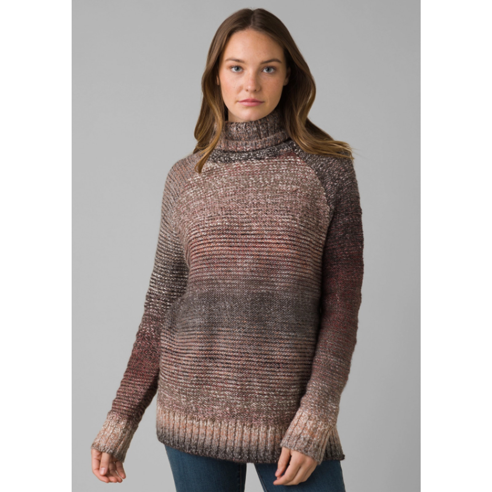 prAna Womens Autum Rein Sweater Tunic XS Knit Turtleneck Grey Multicolor NWT