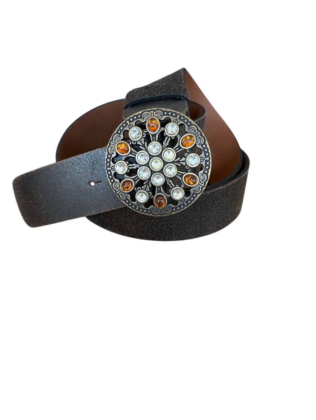 Women’s Italian Leather Fabio Corti Belt W/ Brass rhinestone buckle