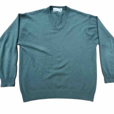 Vintage Eildon Hills Sweater Mens L Large Green 100% Cashmere V-Neck Lightweight