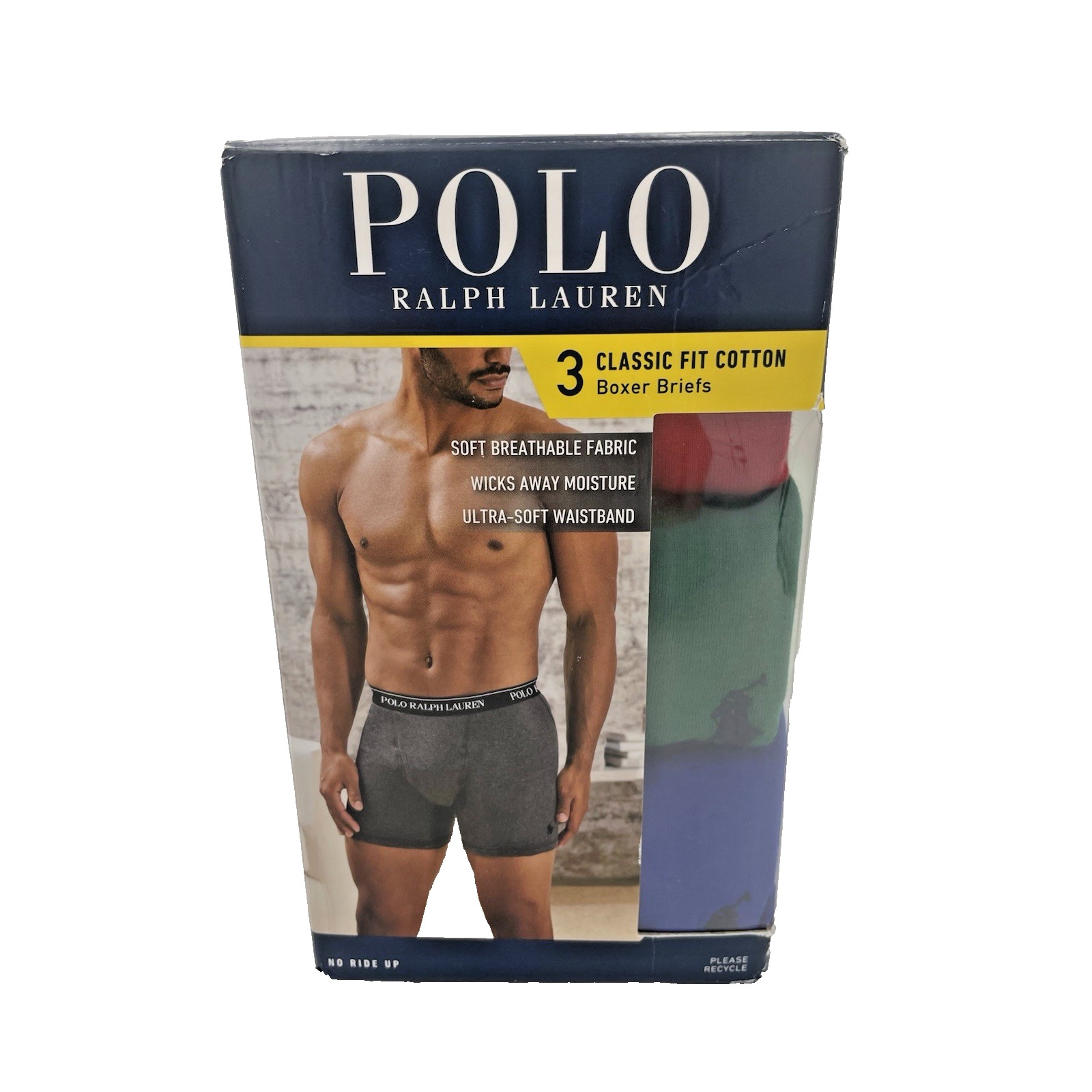 New Polo Ralph Lauren 3 Pack Classic Fit Cotton X Large Multi Solid Boxer Briefs