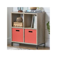 Cube storage box with metal base
