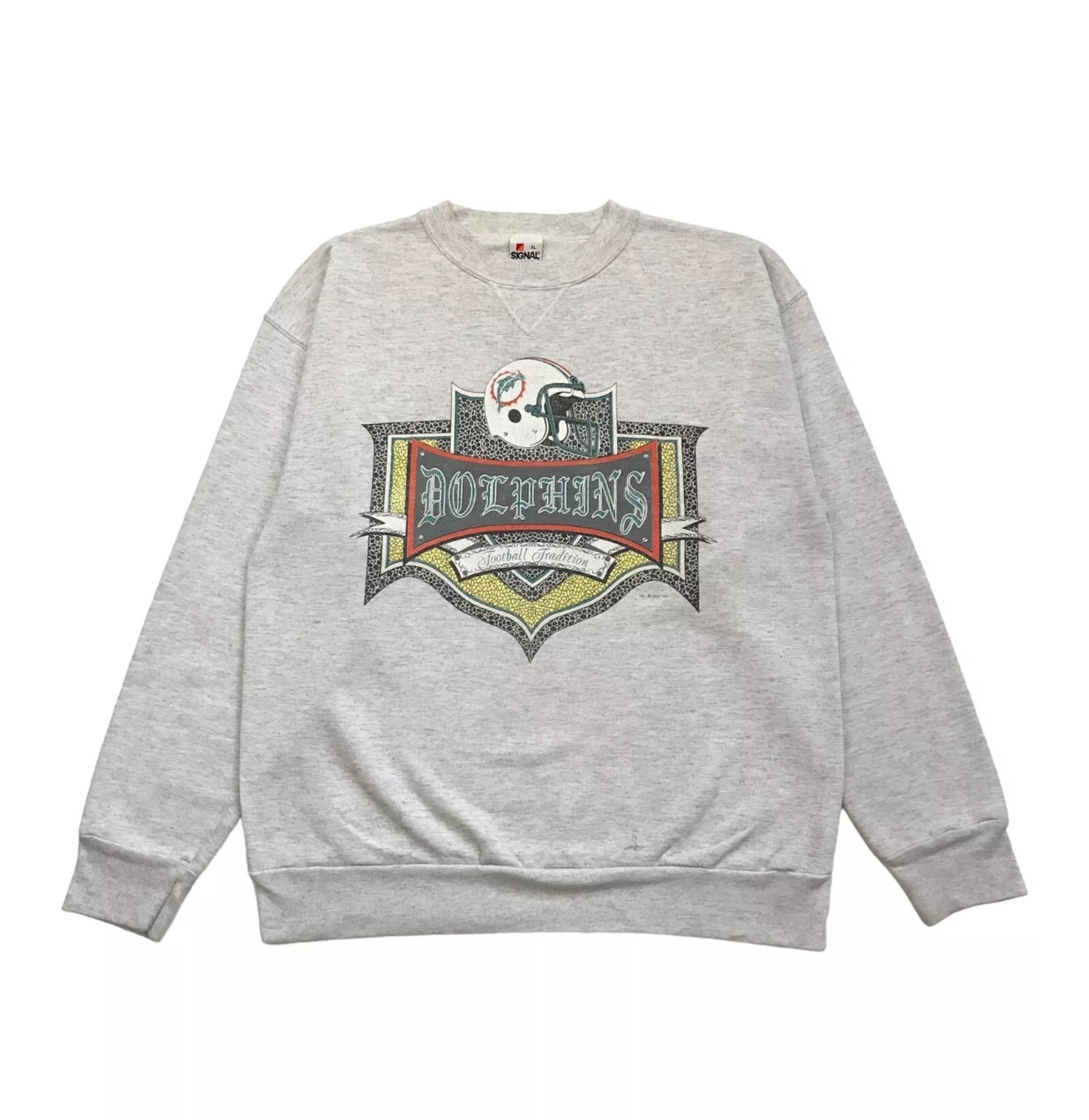 VINTAGE MIAMI DOLPHINS SWEATSHIRT XL MENS GRAY CREWNECK PULLOVER TYREEK MARINO