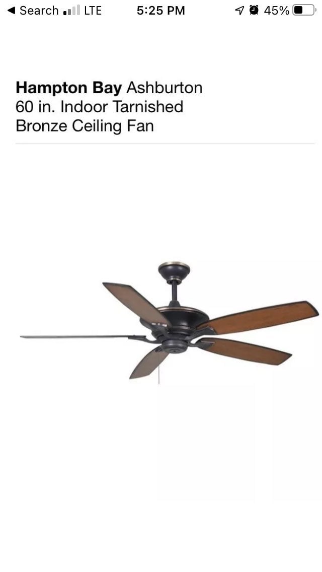 60” Hampton Bay ASHBURTON Ceiling Fan ~ Tarnished Bronze Finish ~ 1002 270 078