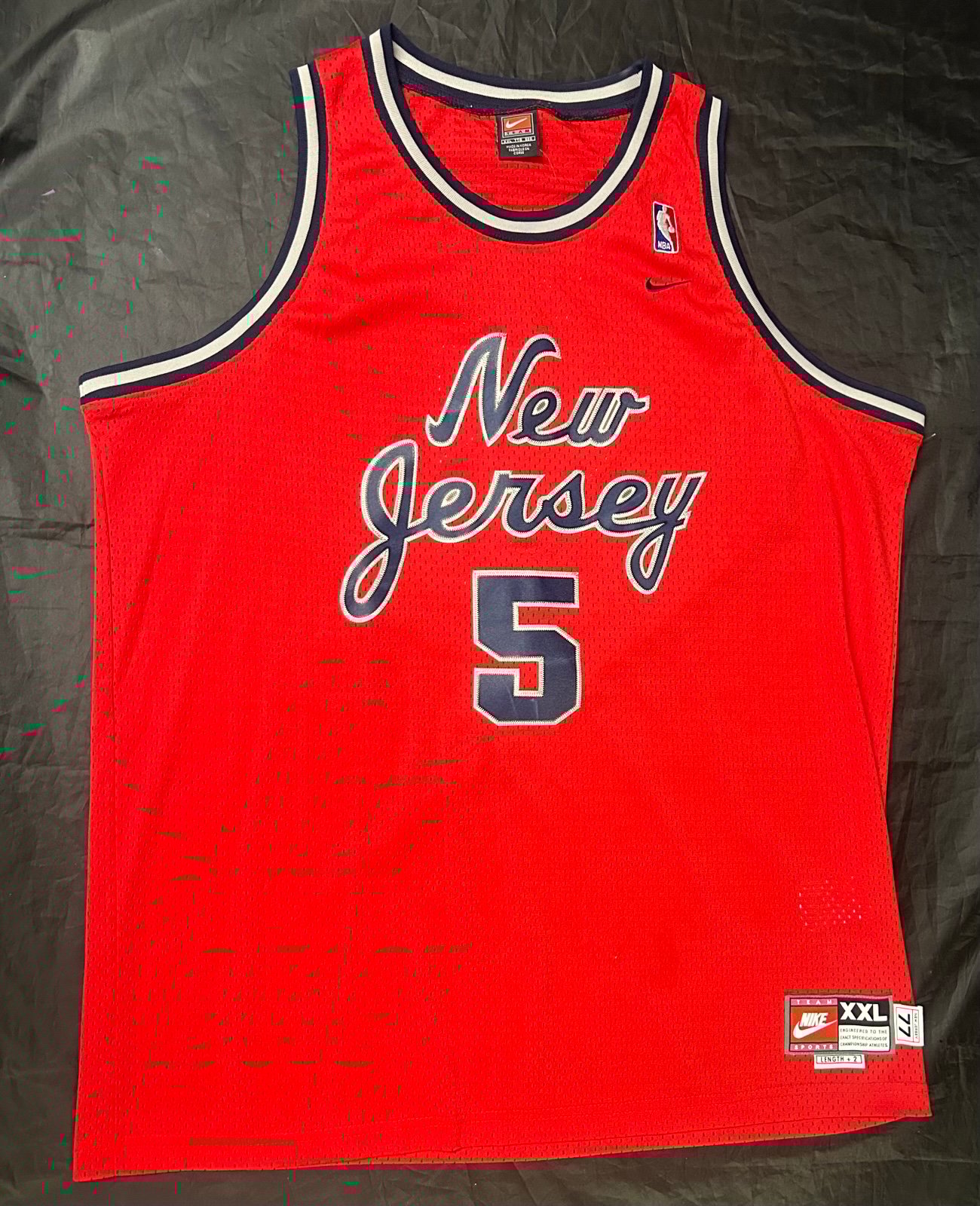 Vintage Nike JUMPMAN Rewind New Jersey Nets Jason Kidd #5 Red Men’s Size 2XL
