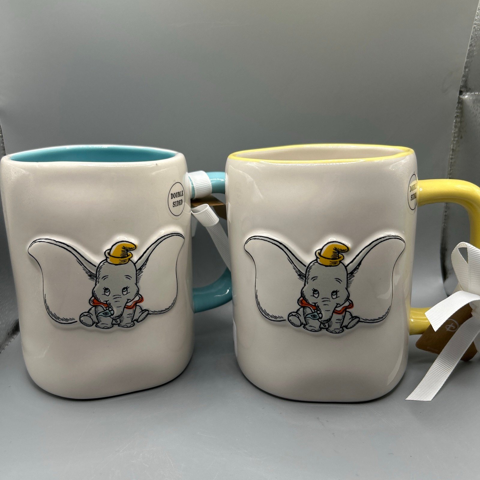 Rae Dunn Disney DUMBO And DON’T JUST FLY, SOAR Double Sided Mug Set Elephant NEW