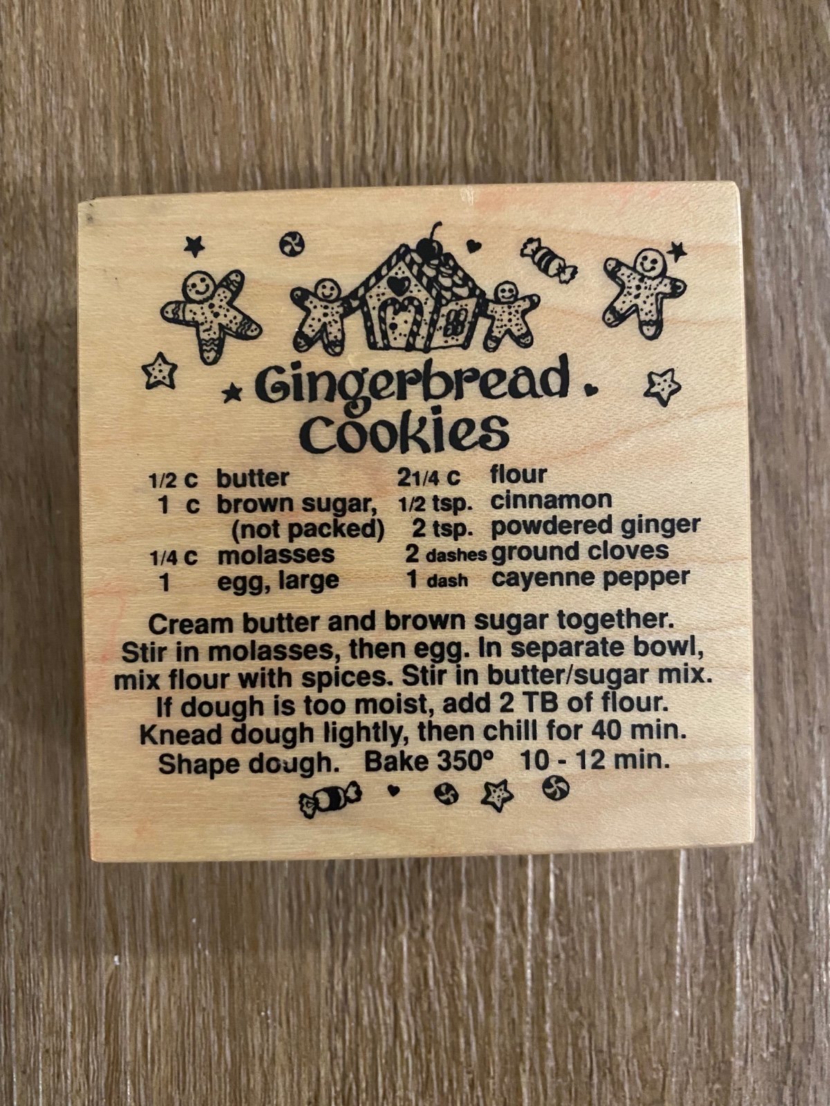 PSX G-1151 Gingerbread Cookies Recipe Wood Rubber Stamp - Great condition!