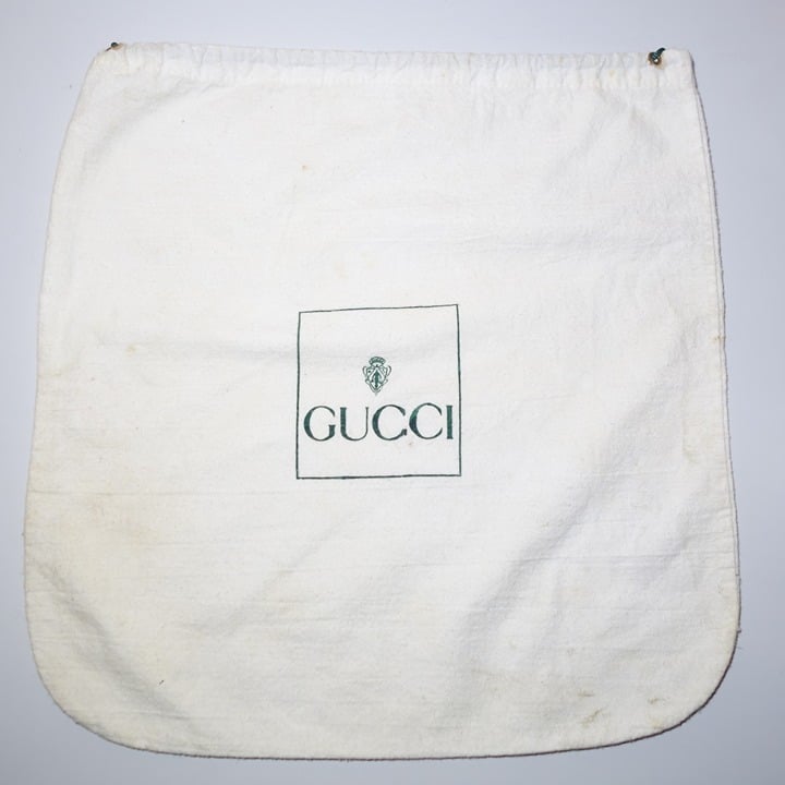 Vtg Gucci Cotton Dust Bag w/ Drawstrings Made In Italy, Sz 13.5 in x 12.75 in