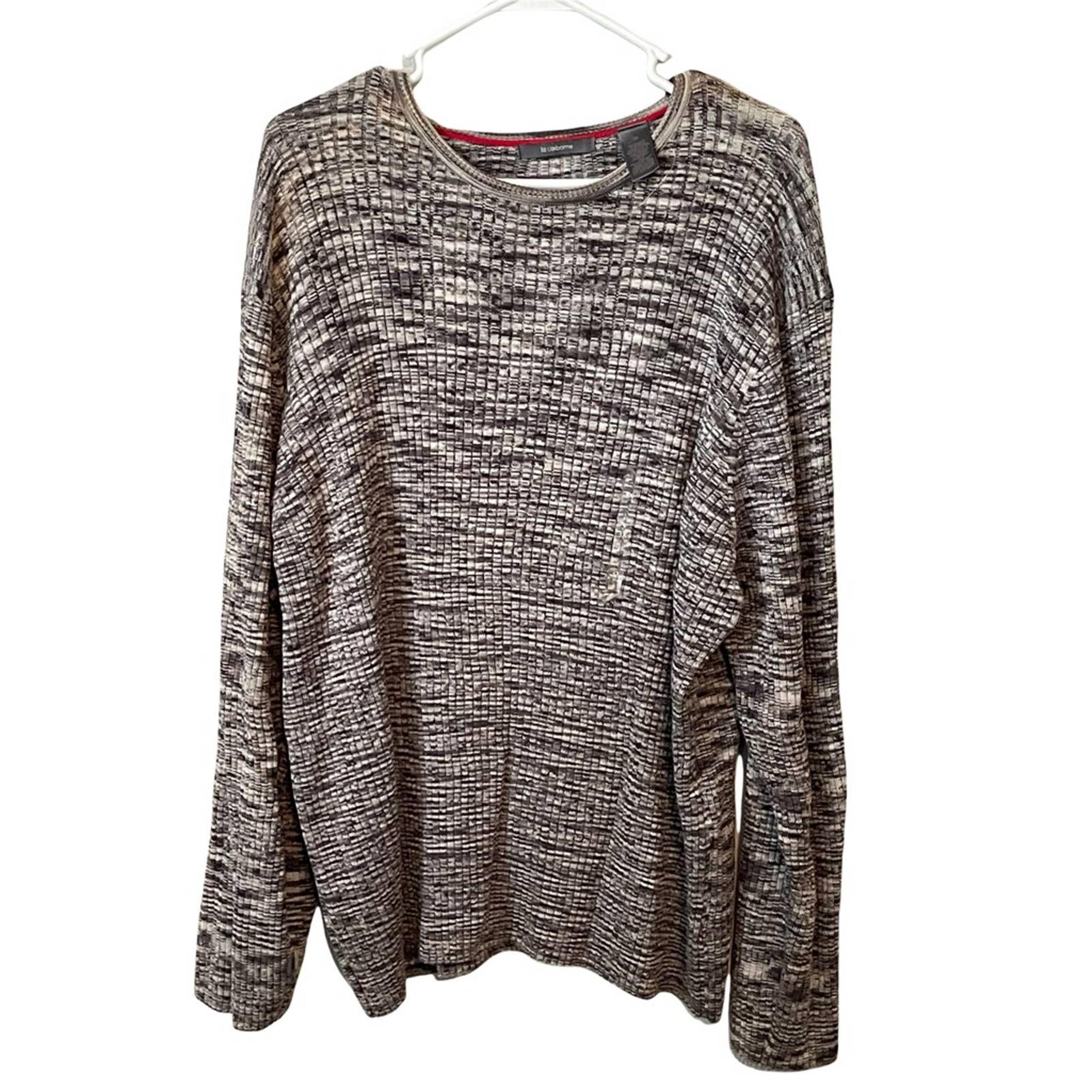 Liz Claiborne Womens Pullover Sweater Gray Space Dye Scoop Ribbed Plus 3X New