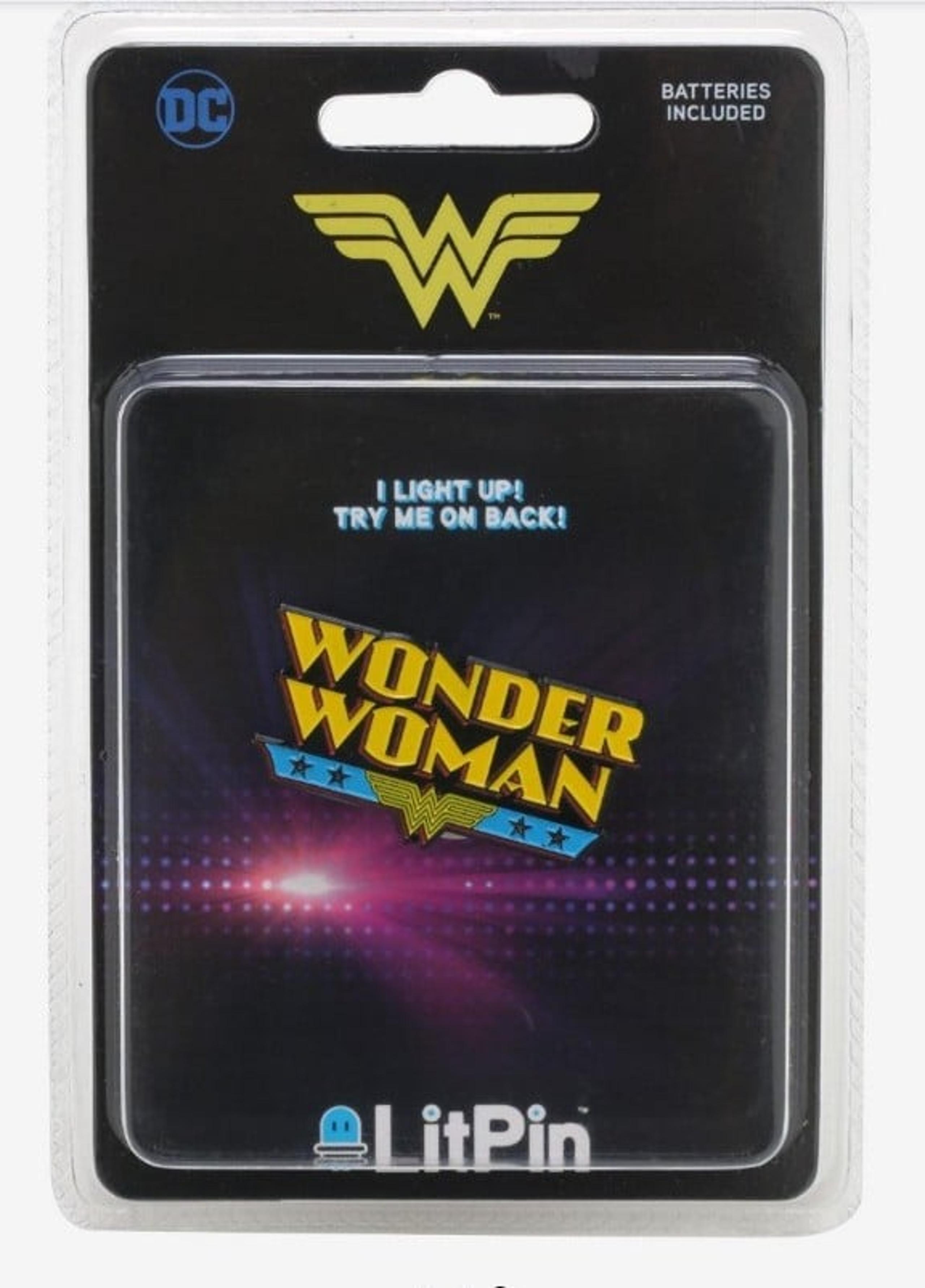 New DC Comics Wonder Woman Clastic Logo Light-Up Enamel Pin